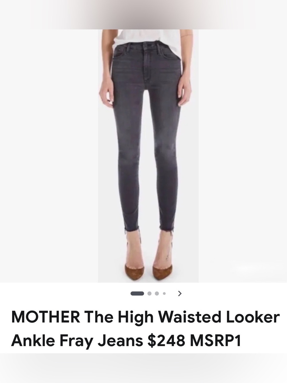 MOTHER High-Waisted Looker Ankle Fray Jeans - blackbird wash